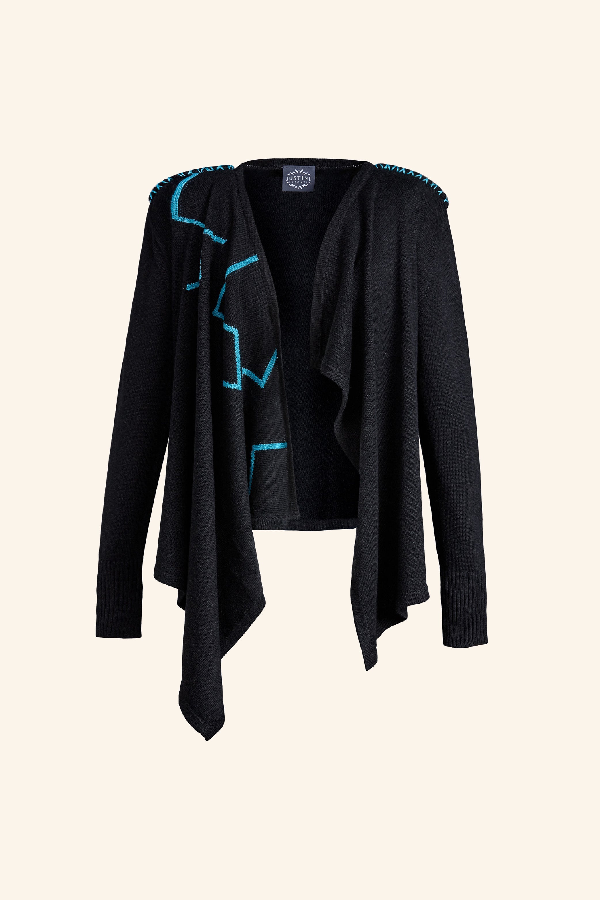 LUCIE knitted cardigan, dark grey/blue