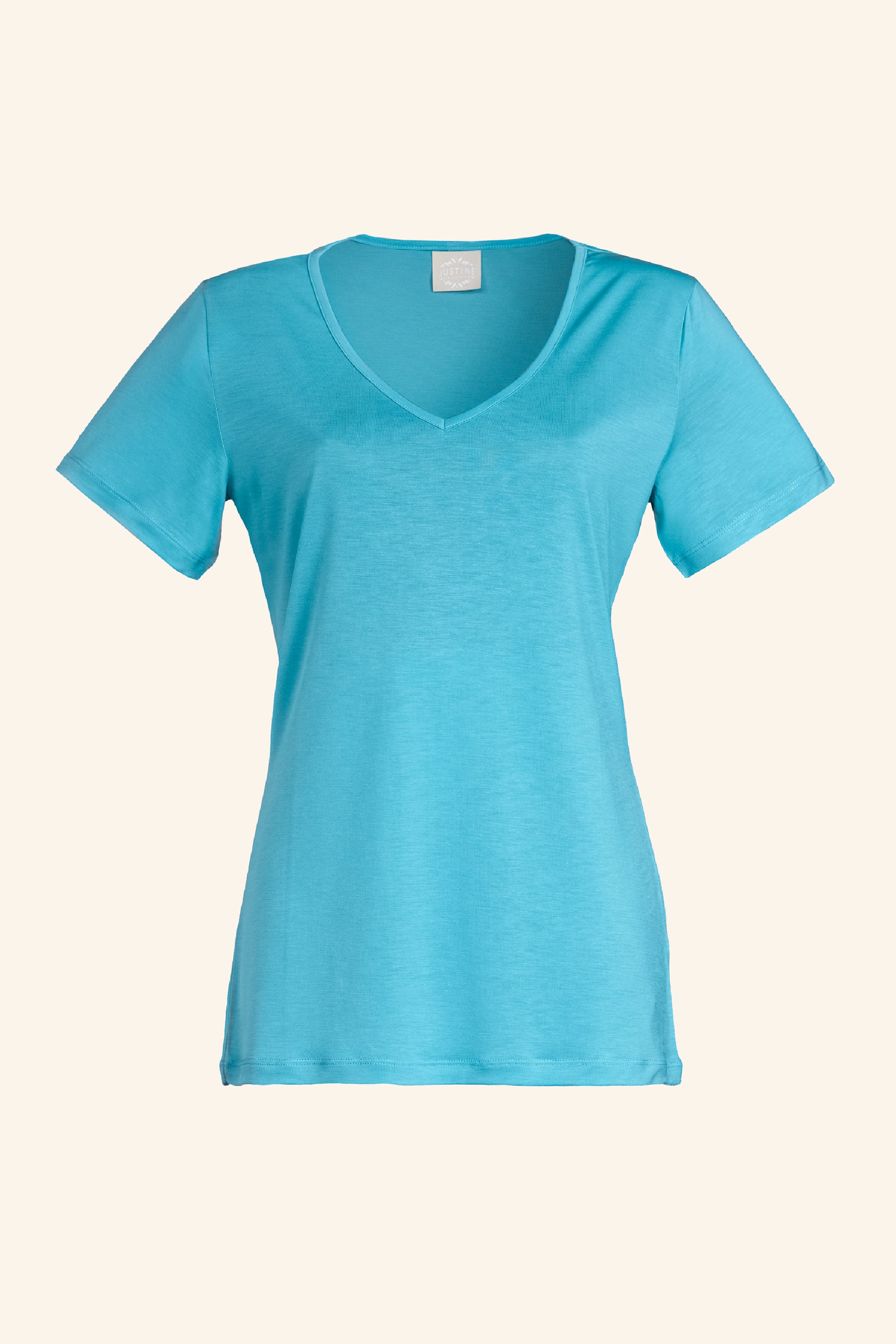 CLAIRE V-neck top, aqua