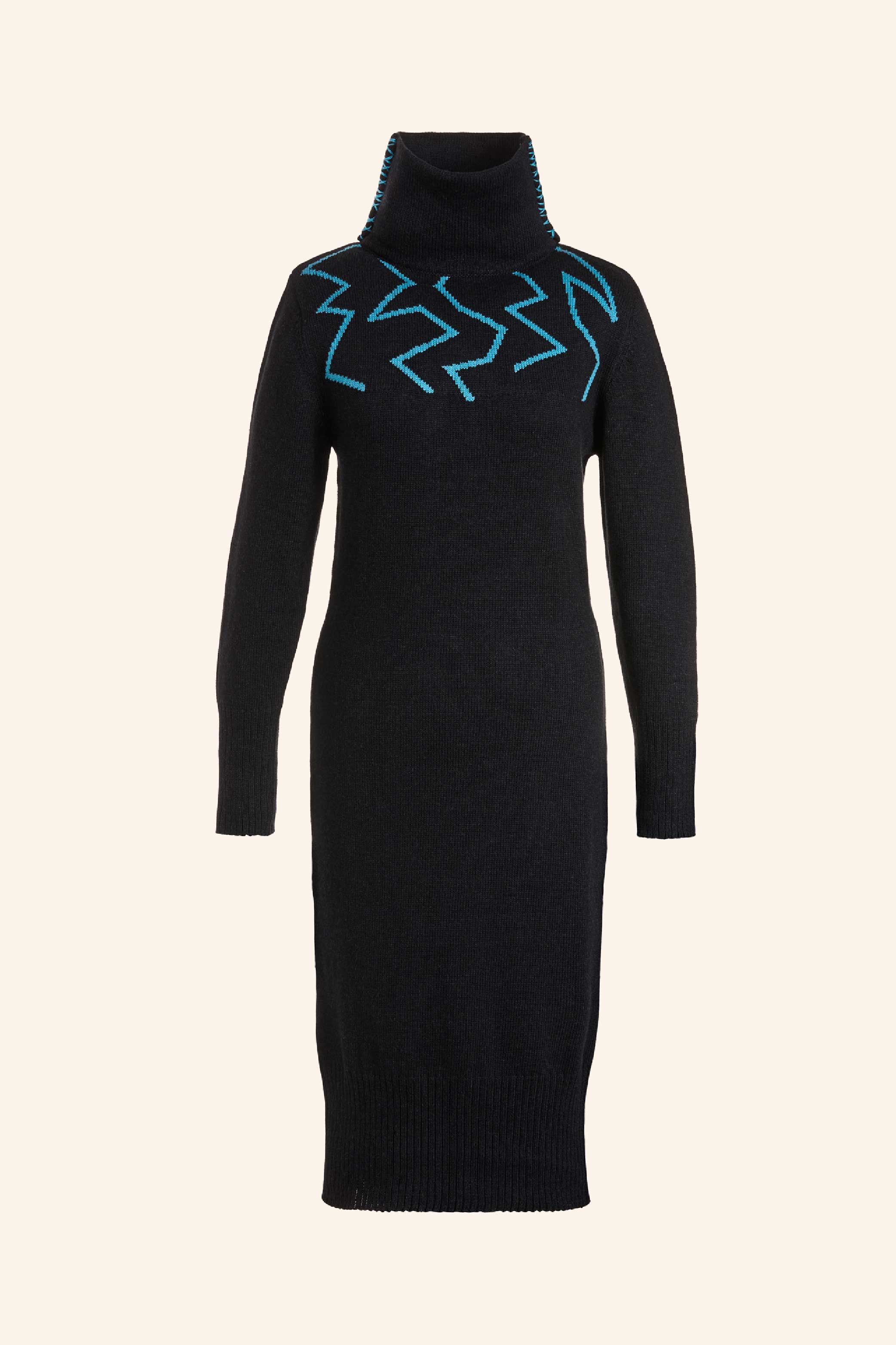 GABRIELLE knitted dress, dark grey/blue