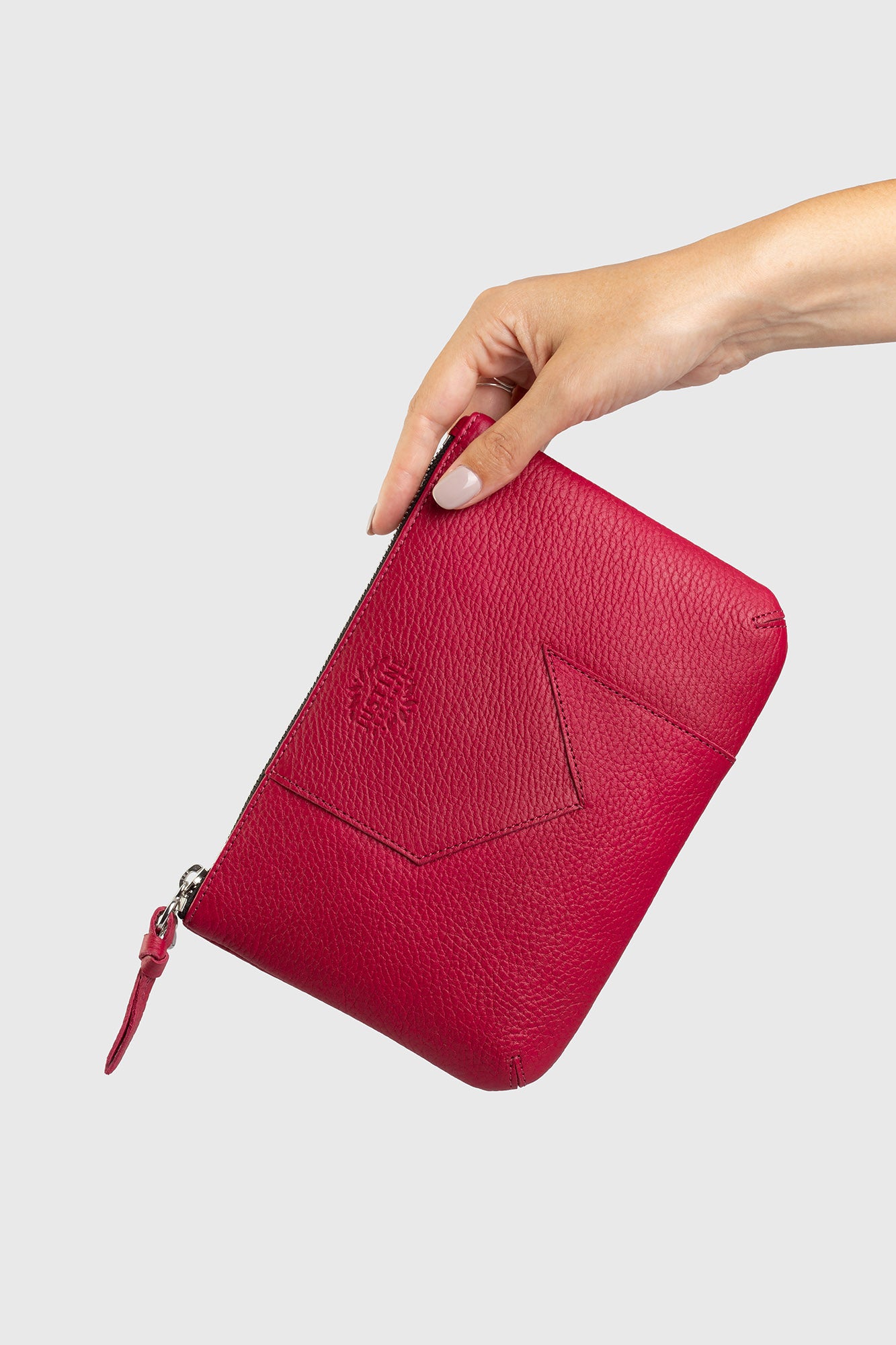 JL pouch leather - Berry red