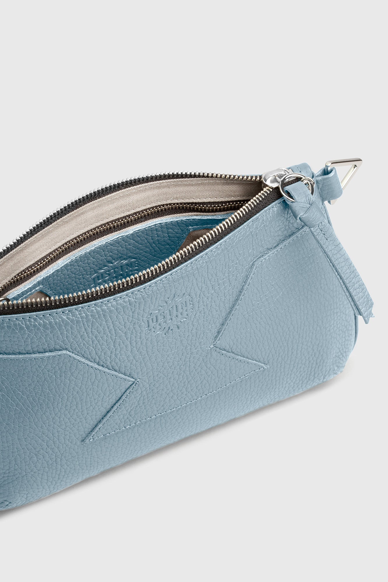 JL clutch bag leather - Stone blue