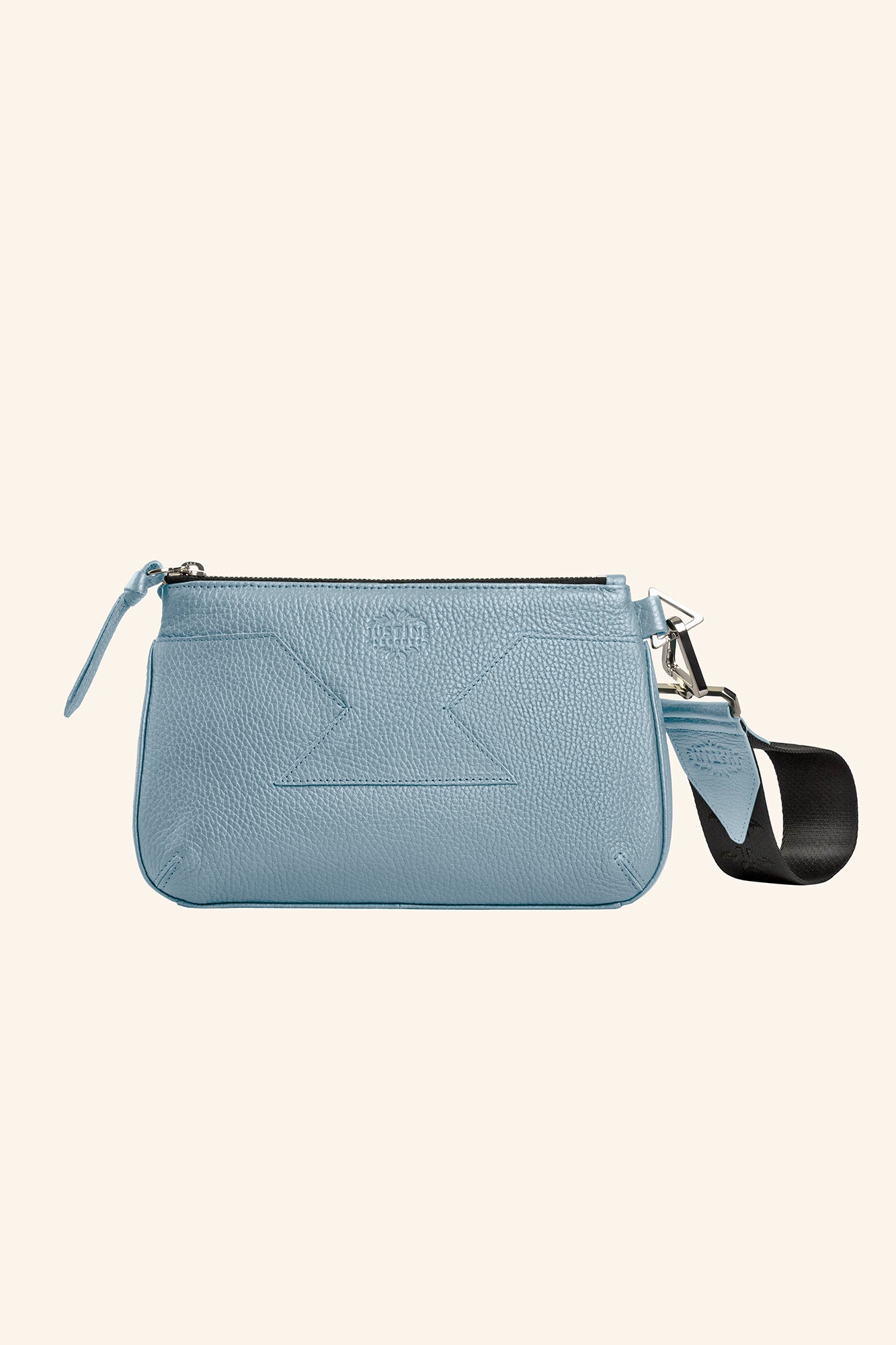 JL clutch bag leather - Stone blue