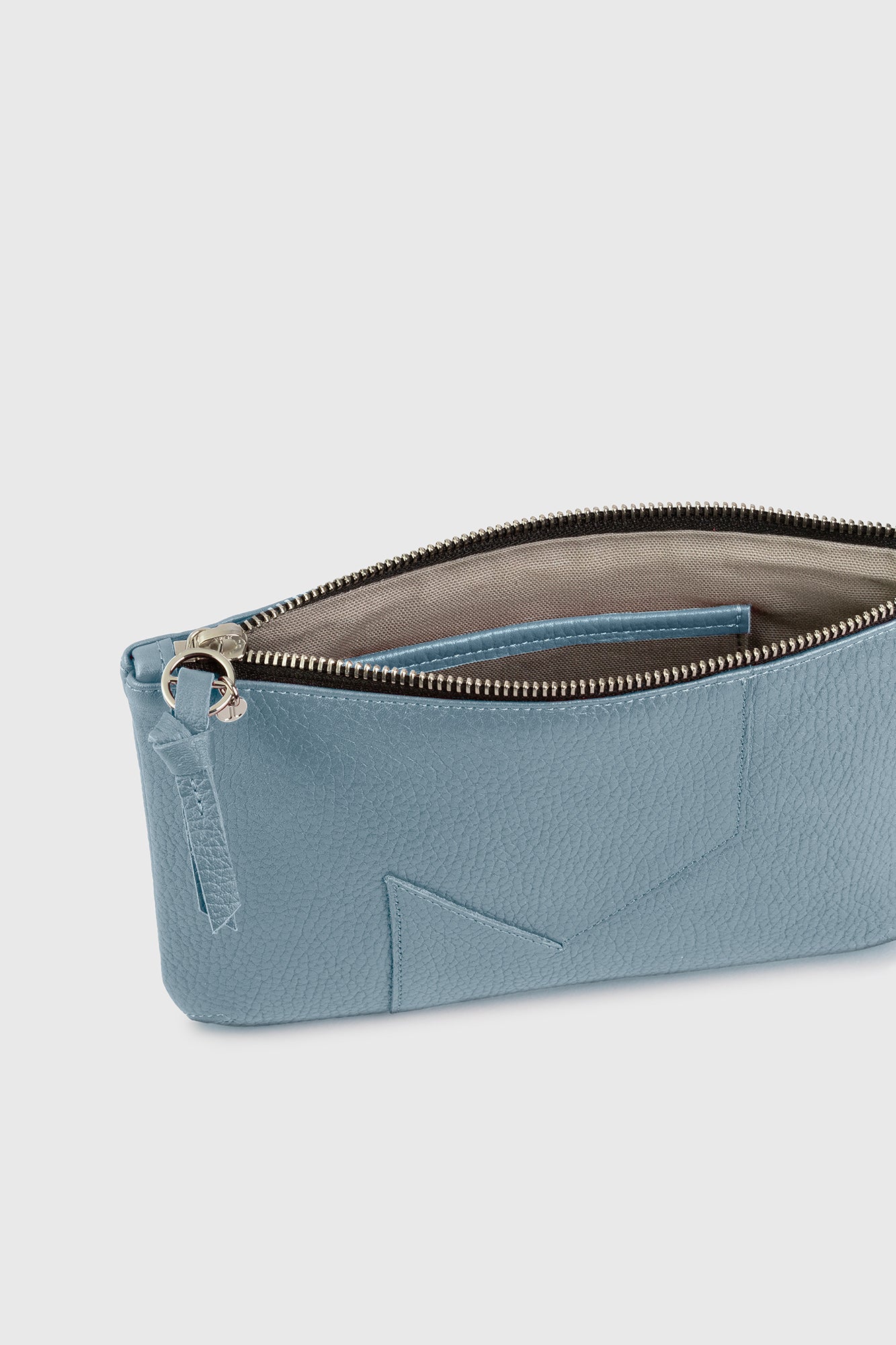 JL pouch leather - Stone blue