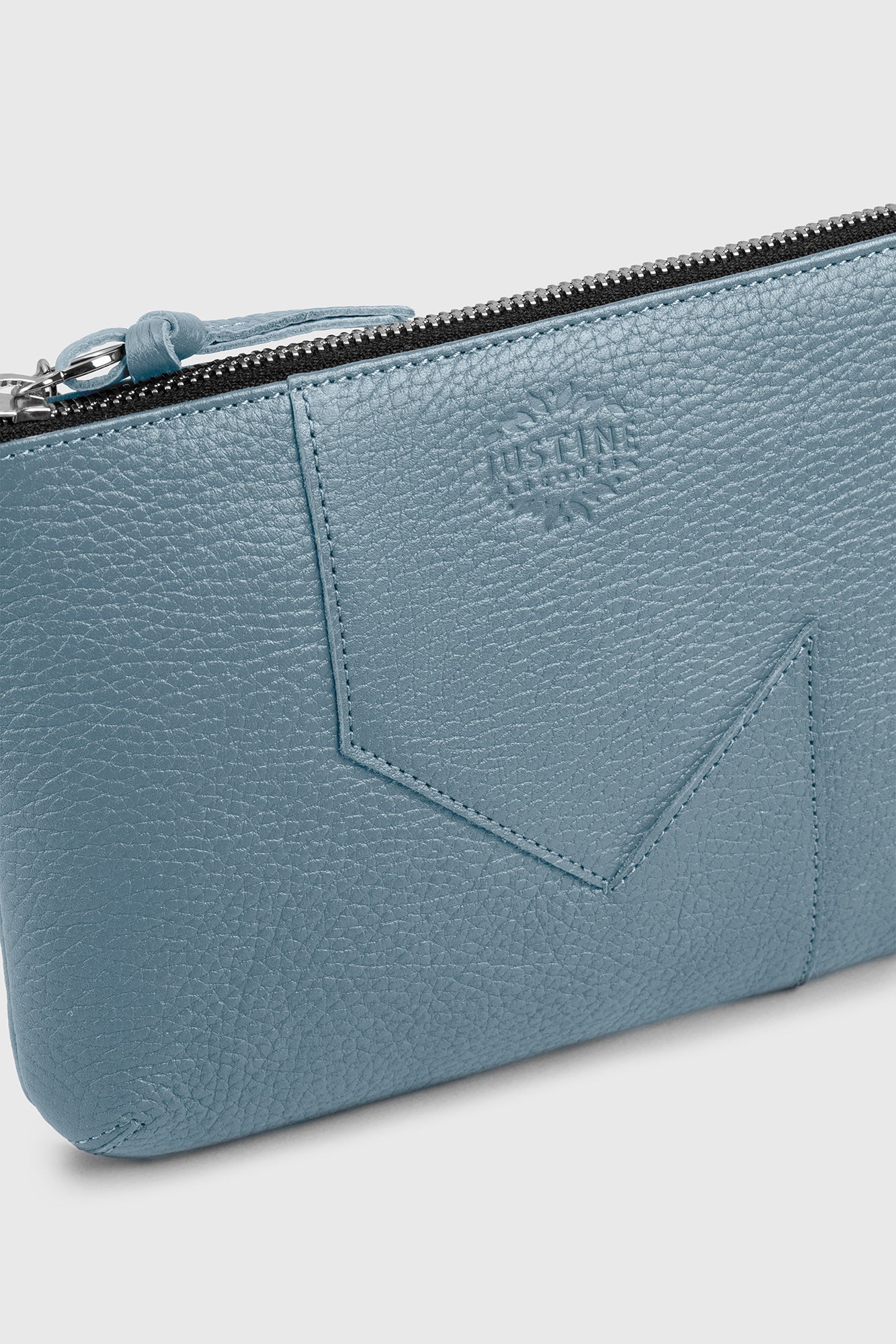 JL pouch leather - Stone blue