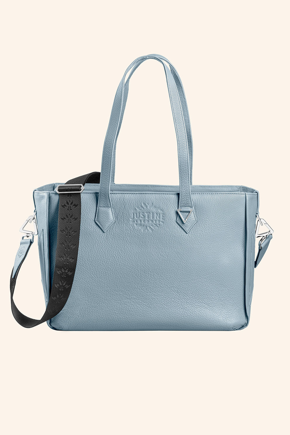 JL tote bag leather - Stone blue