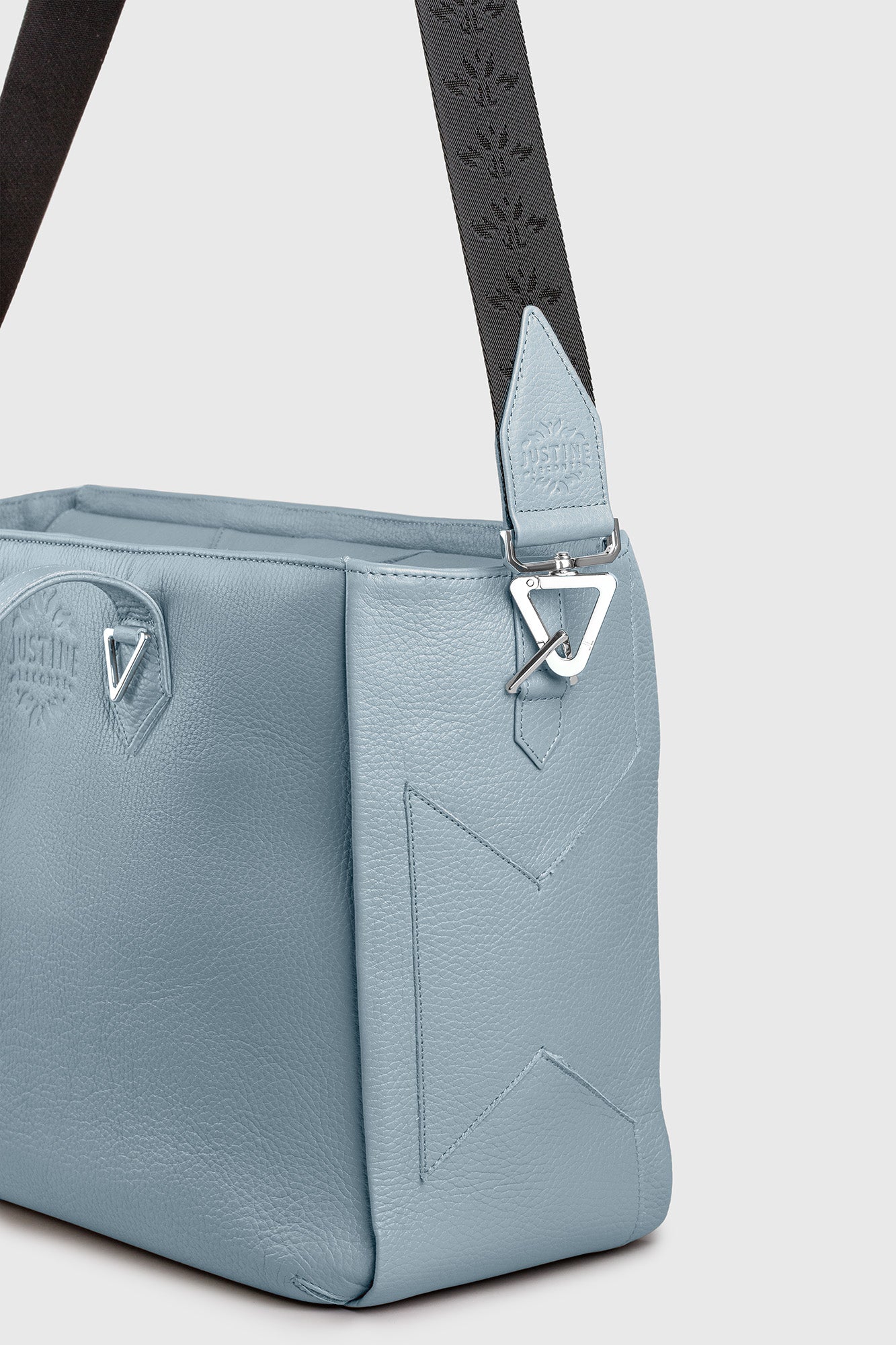 JL tote bag leather - Stone blue