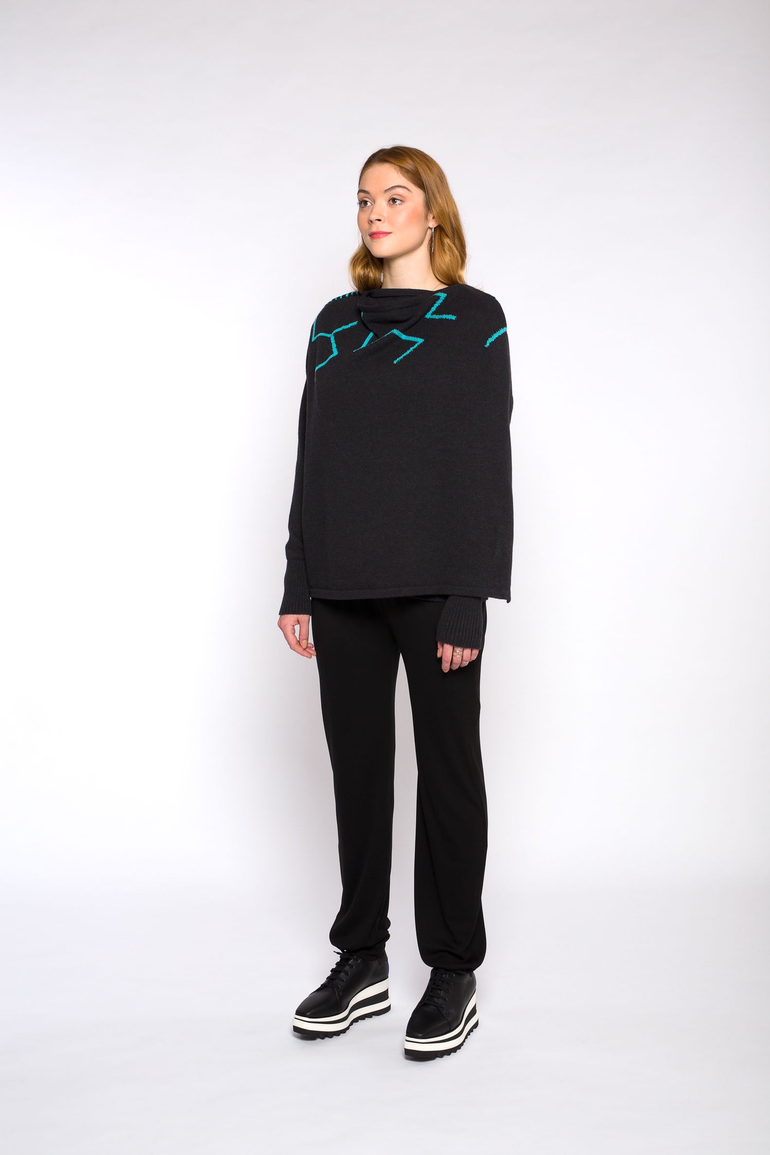 LUCIE knitted cardigan, dark grey/blue