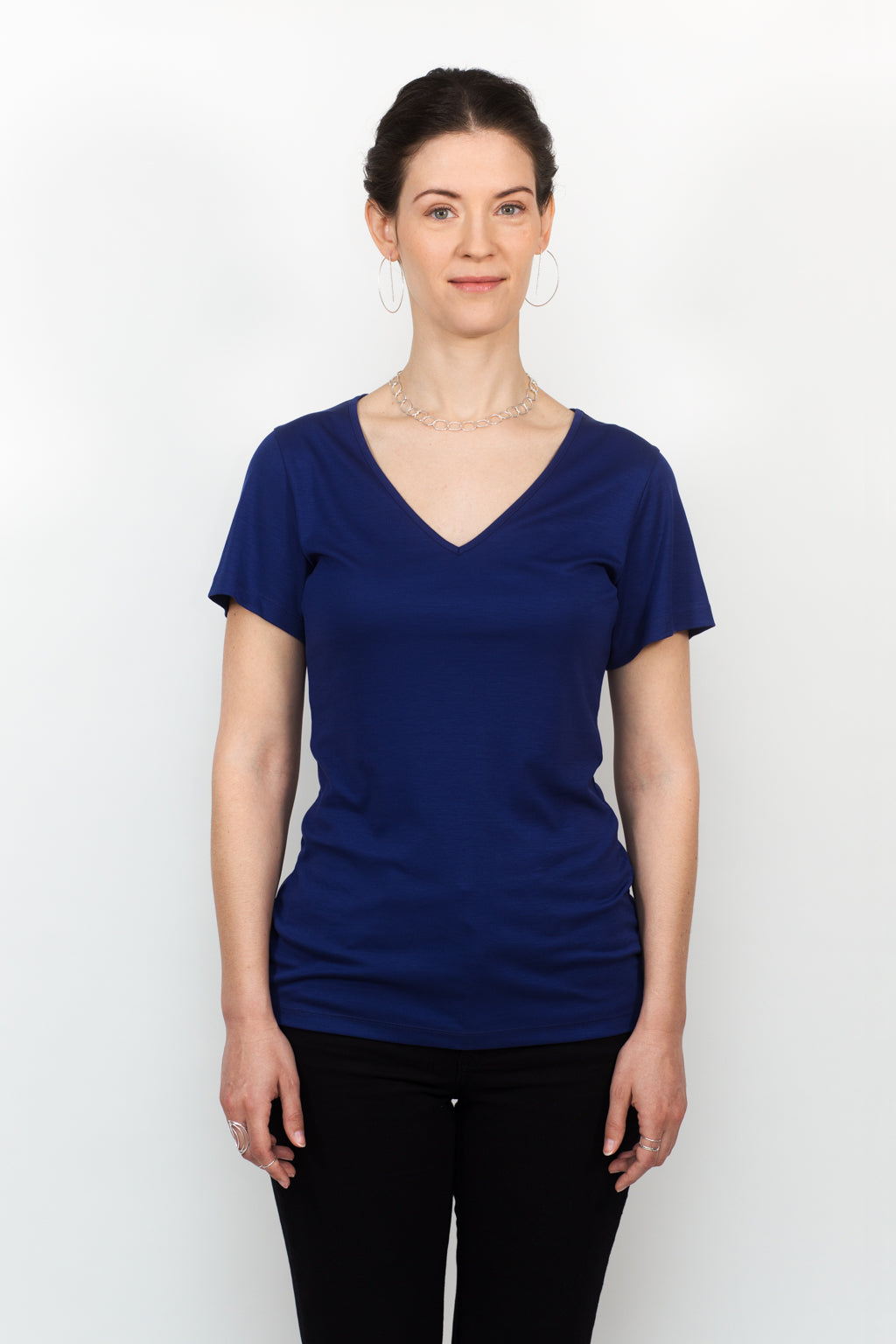 ADÈLE V-neck top, cool blue