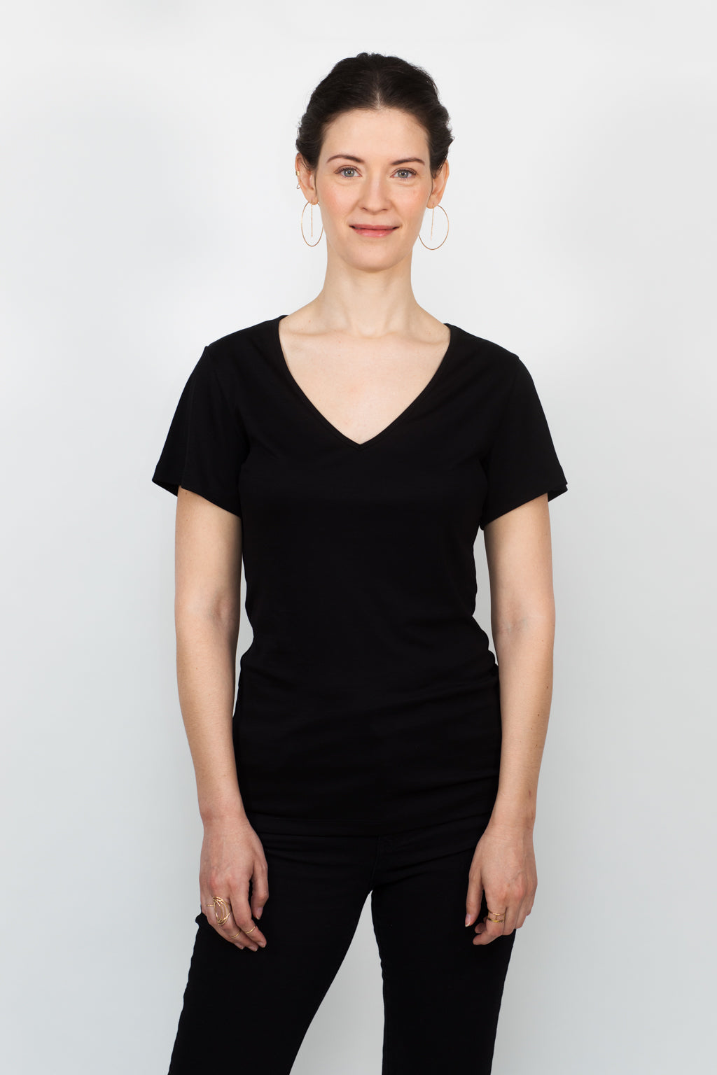 ADÈLE V-neck top, black