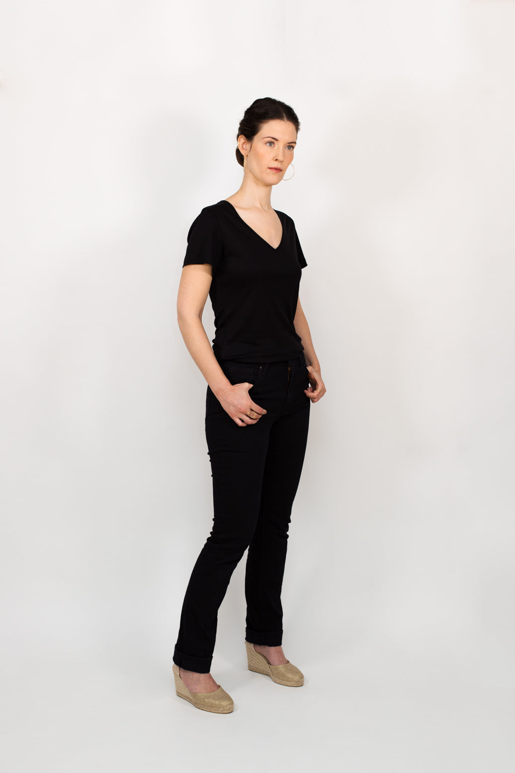 ADÈLE V-neck top, black