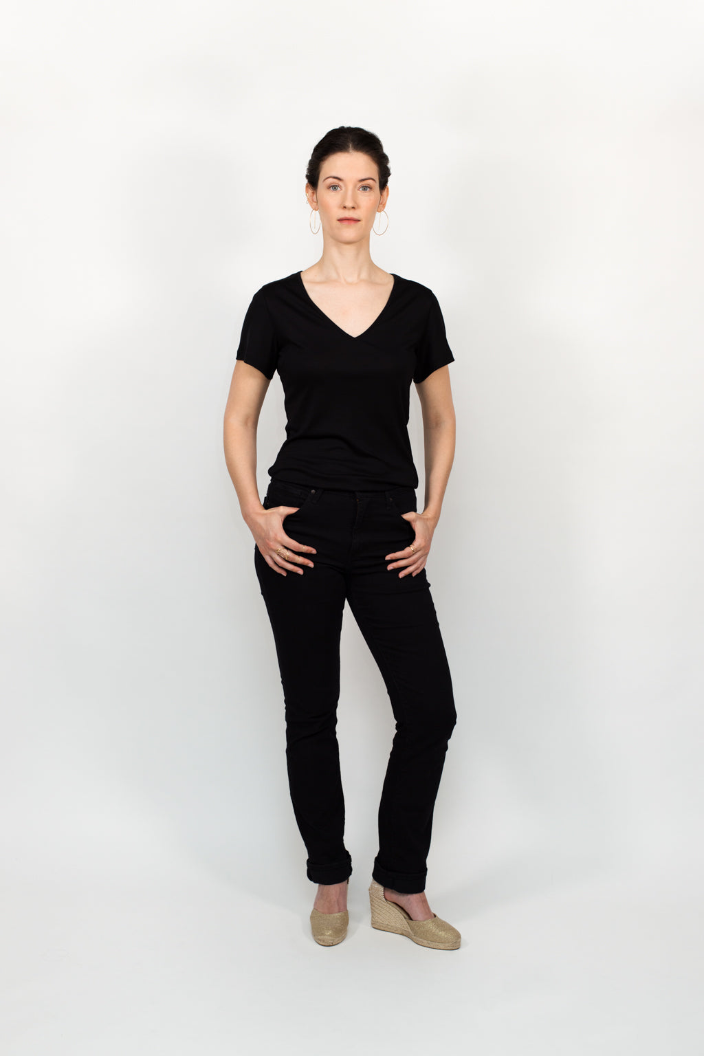 ADÈLE V-neck top, black