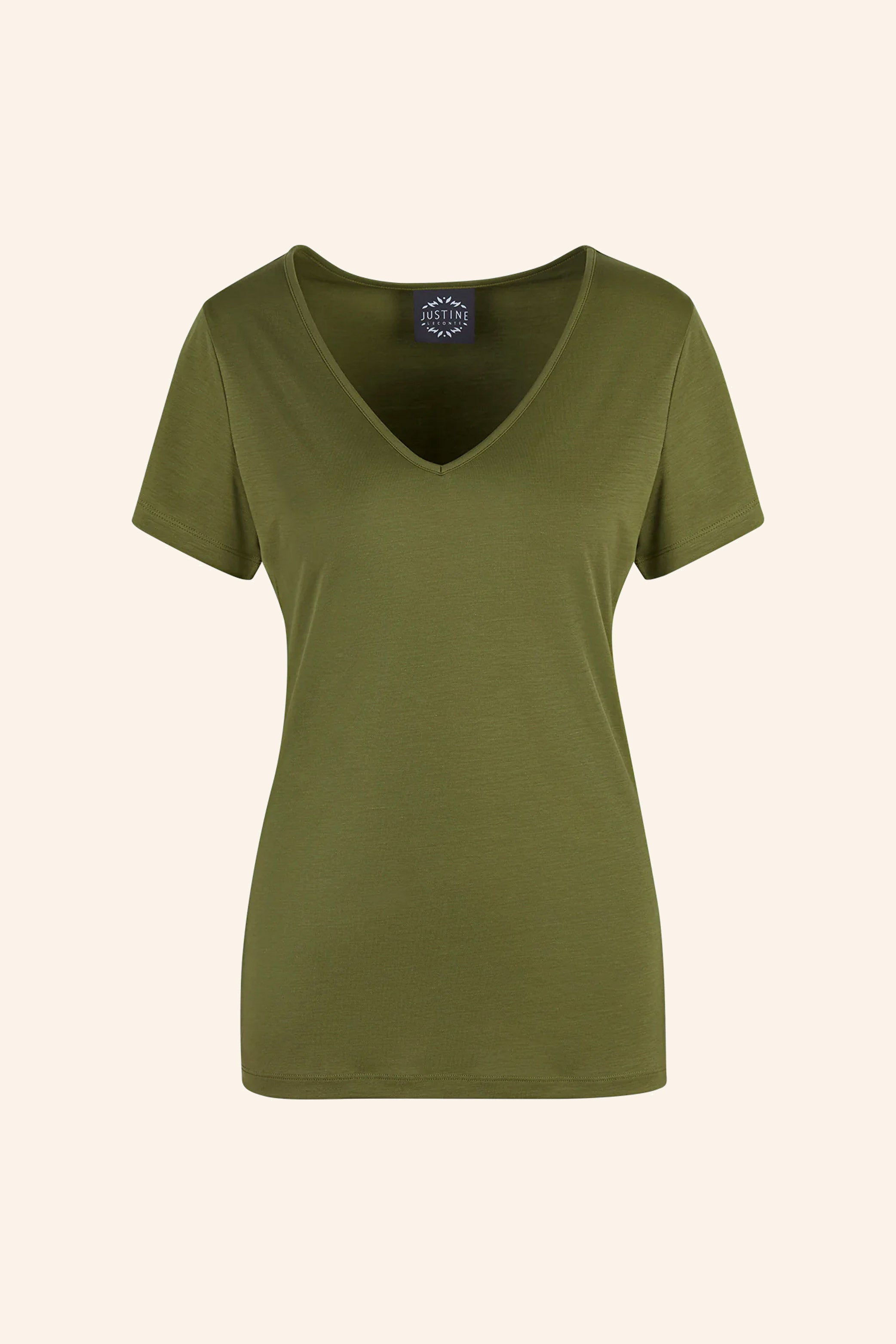 ADÈLE V-neck top, warm green