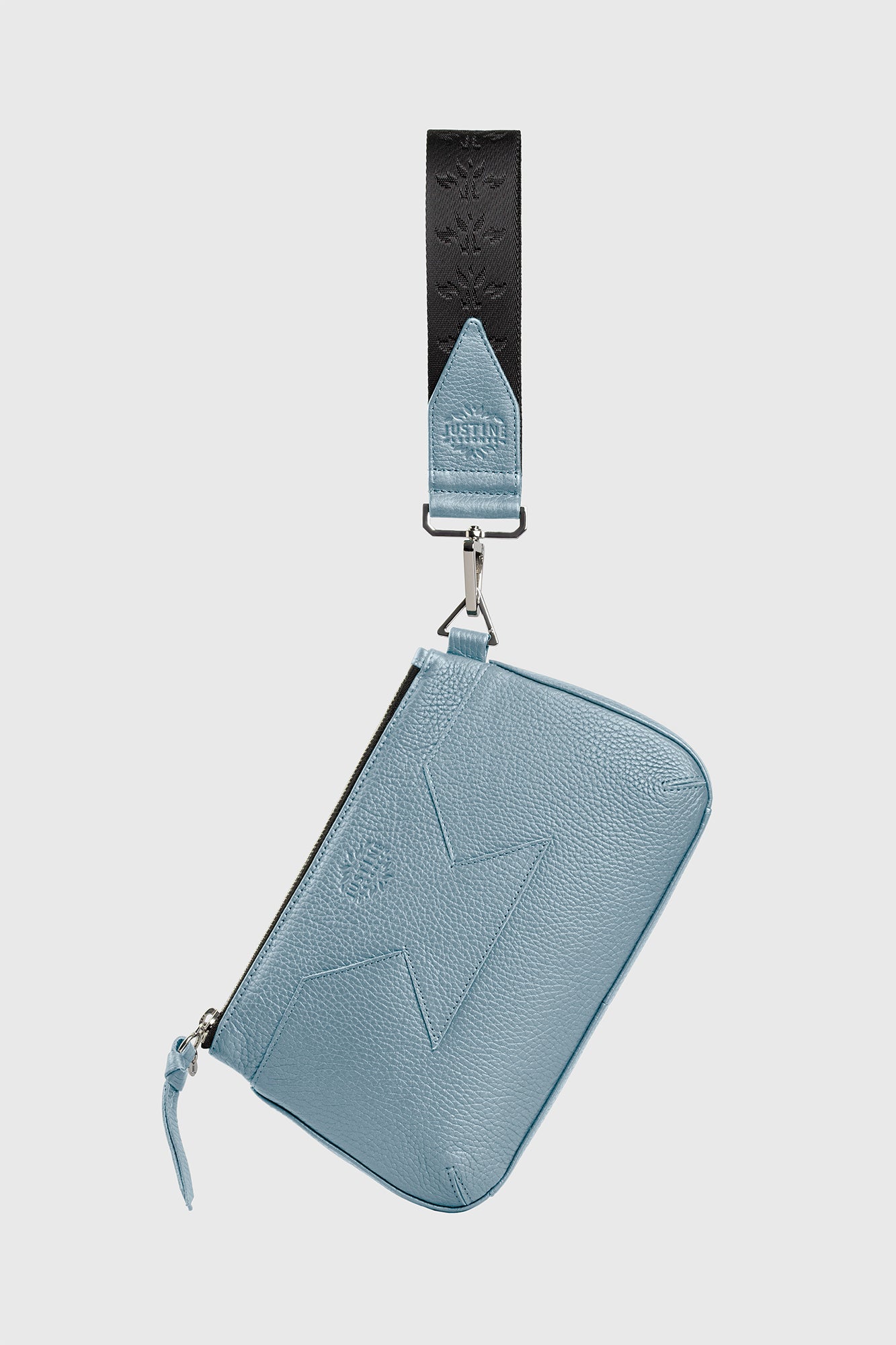 JL clutch bag leather - Stone blue