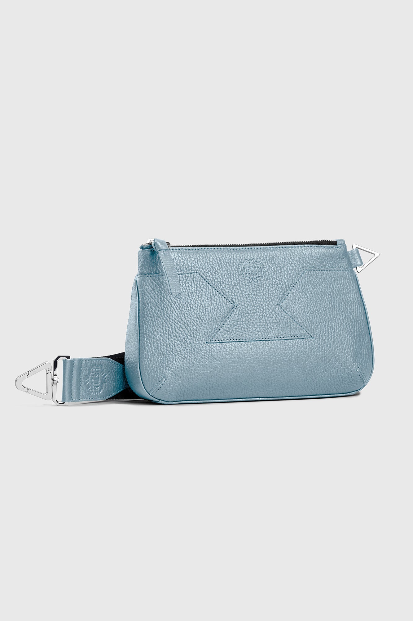 JL clutch bag leather - Stone blue