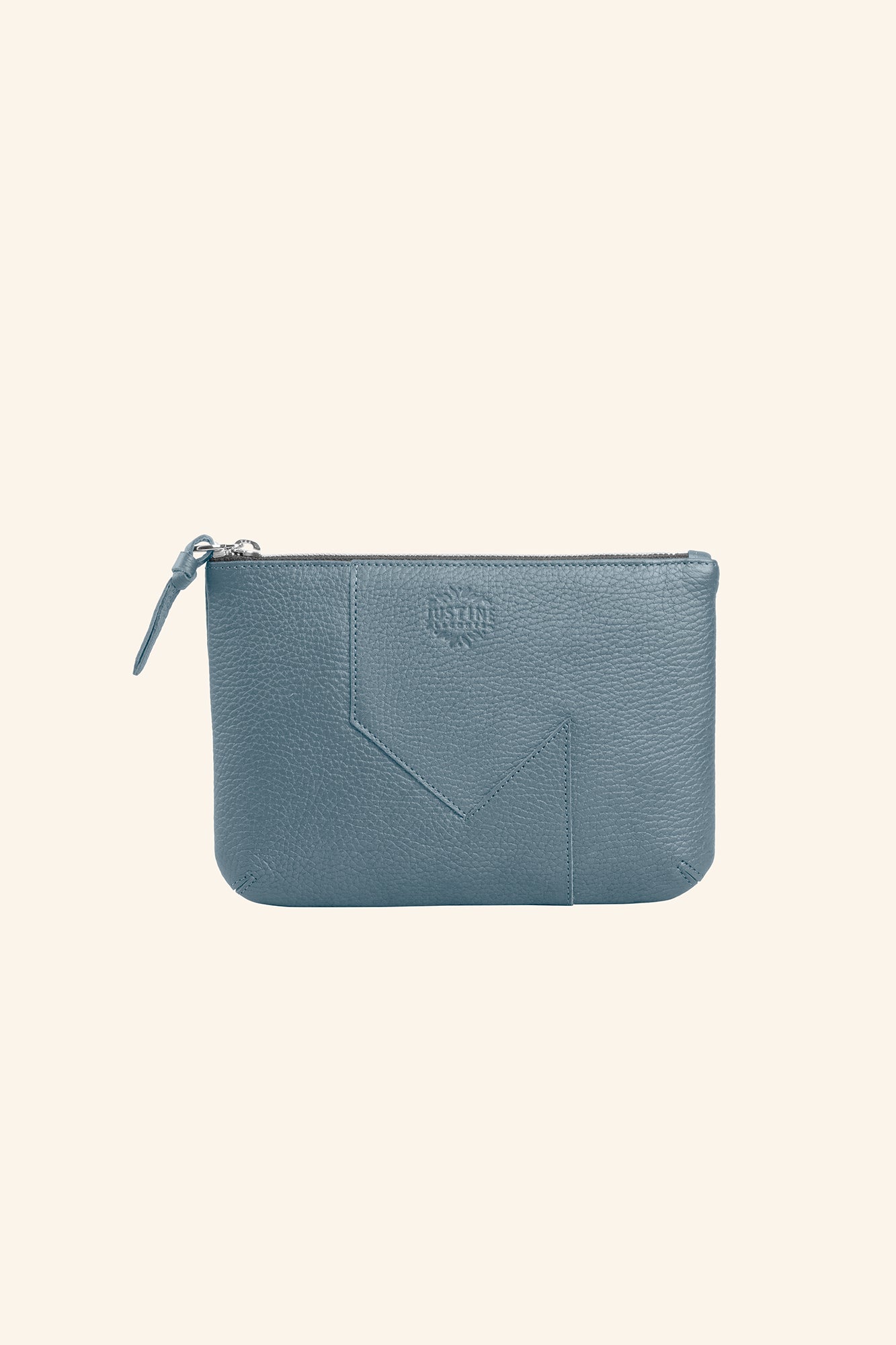 JL pouch leather - Stone blue