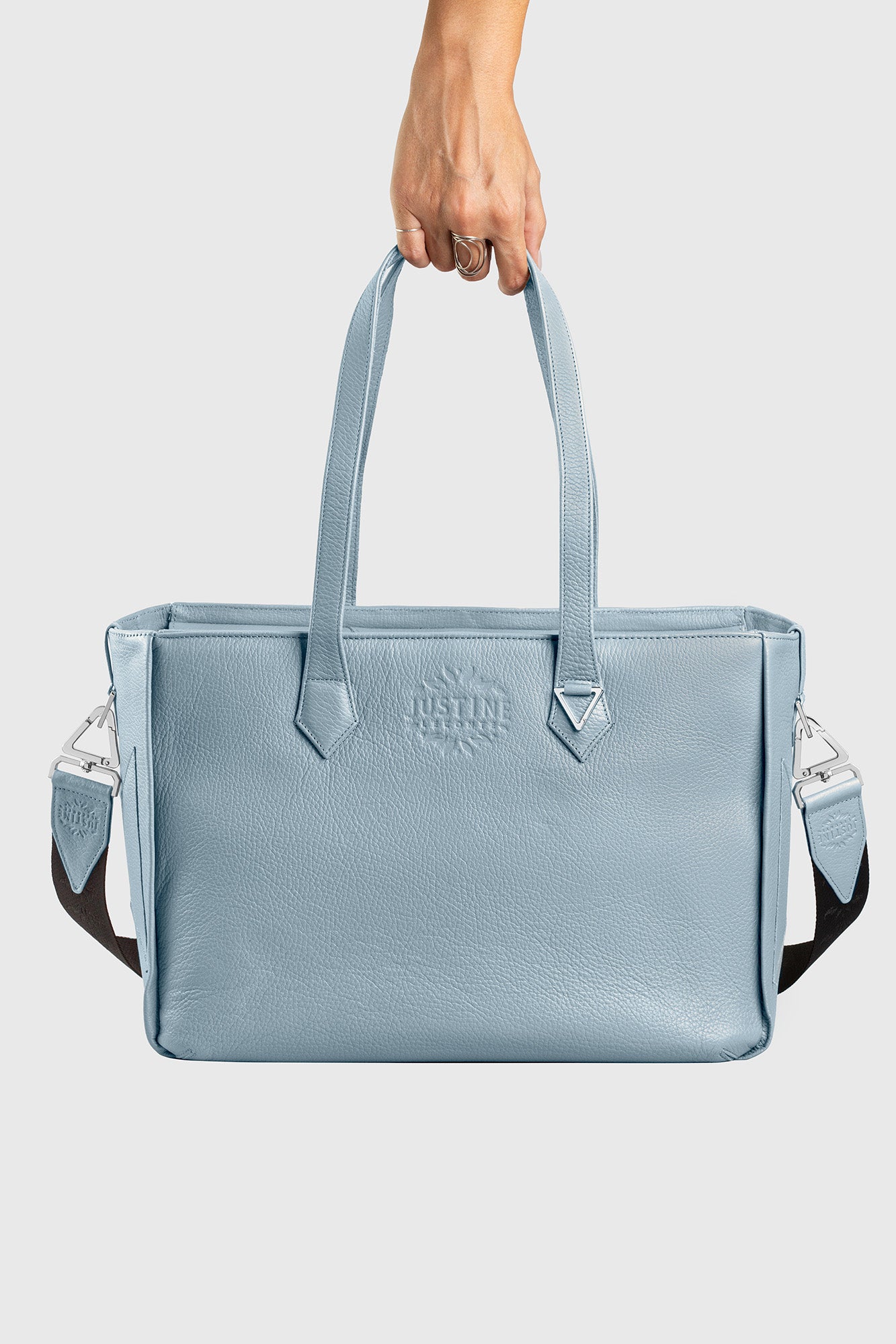 JL tote bag leather - Stone blue