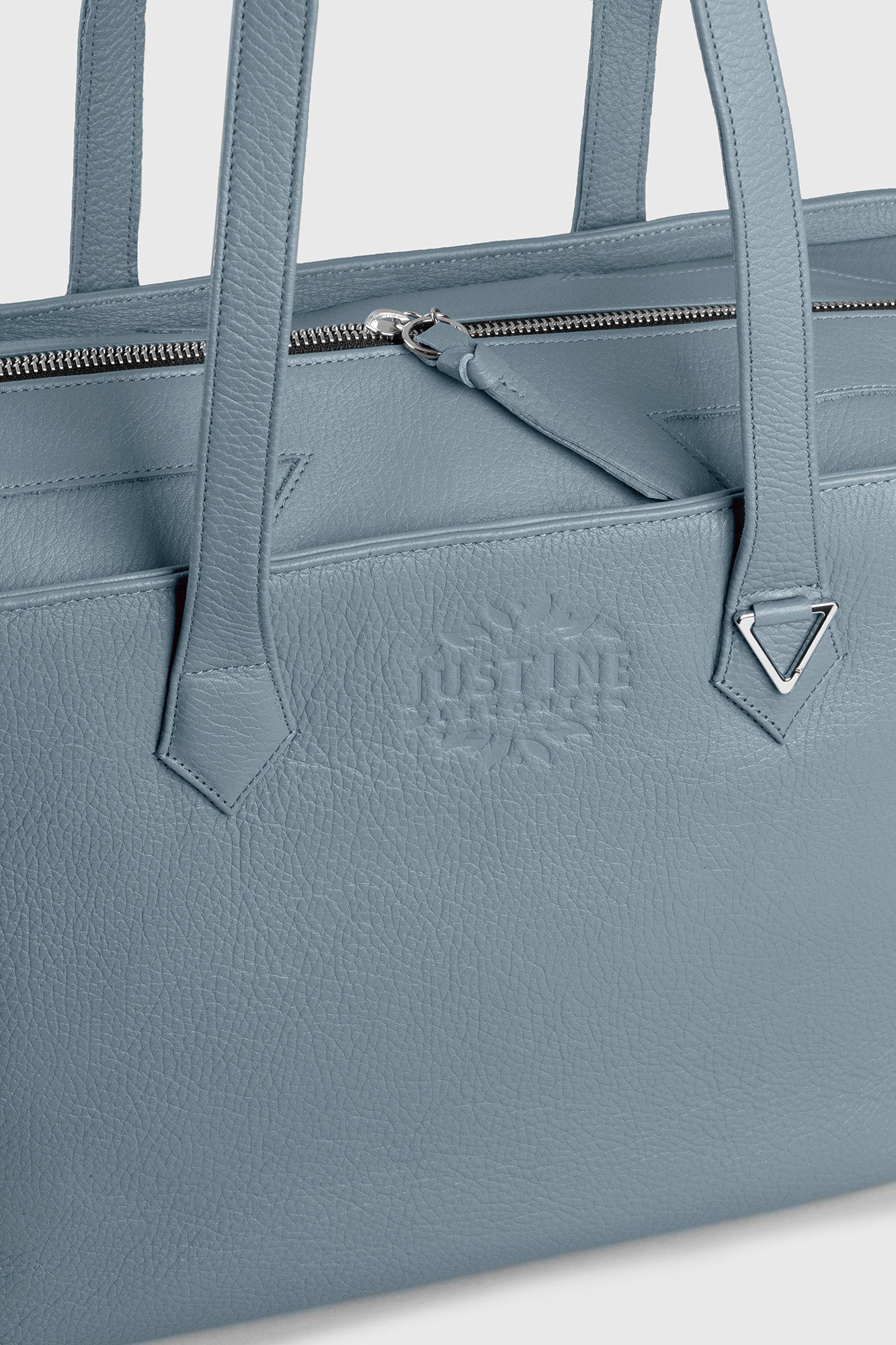 JL tote bag leather - Stone blue