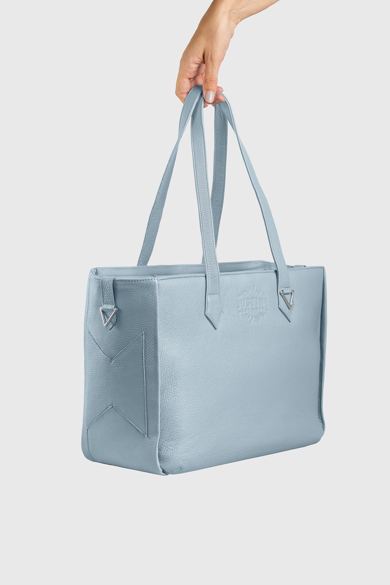 JL tote bag leather - Stone blue