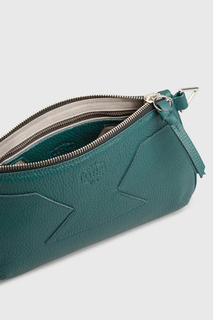 JL clutch bag leather - Teal green