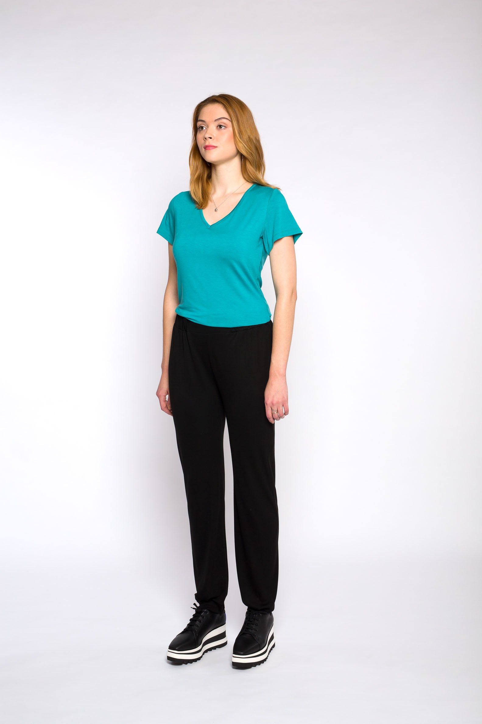 CLAIRE V-neck top, aqua