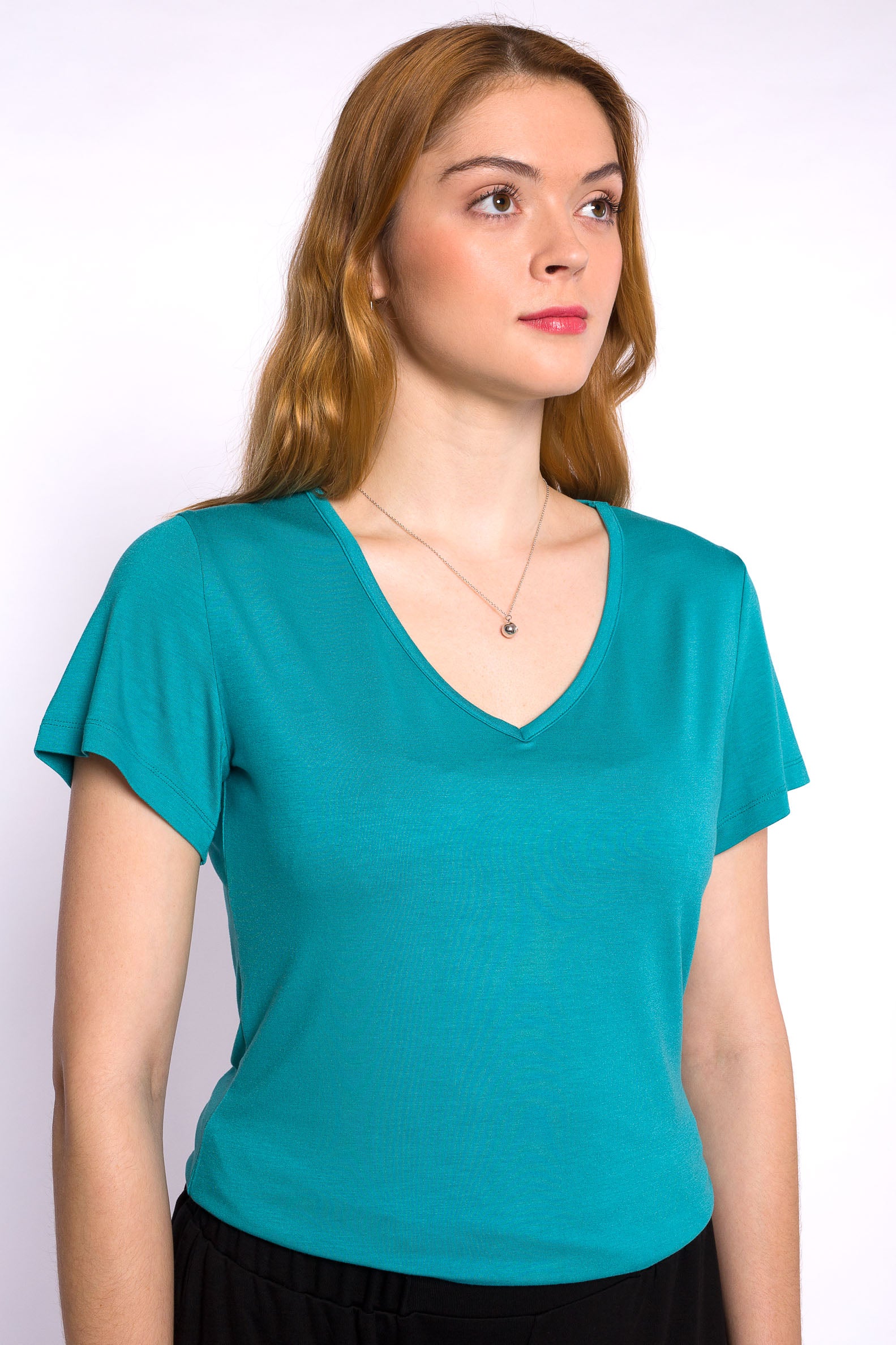 CLAIRE V-neck top, aqua