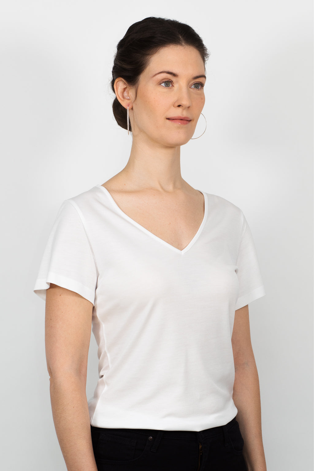 ADÈLE V-neck top, white