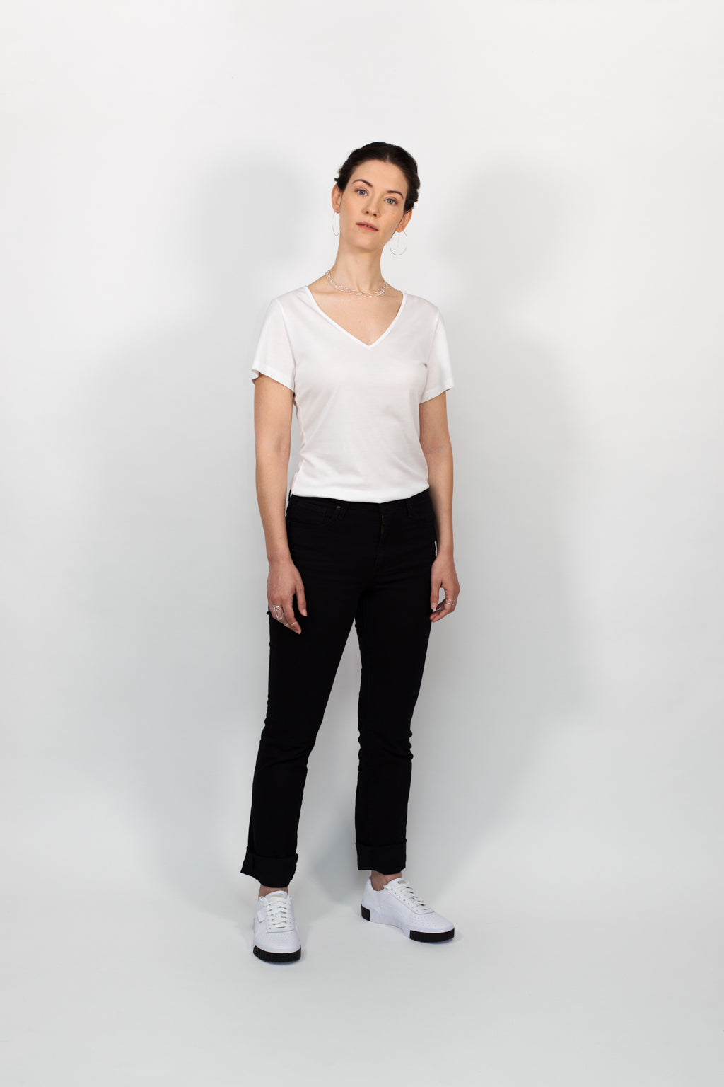 ADÈLE V-neck top, white